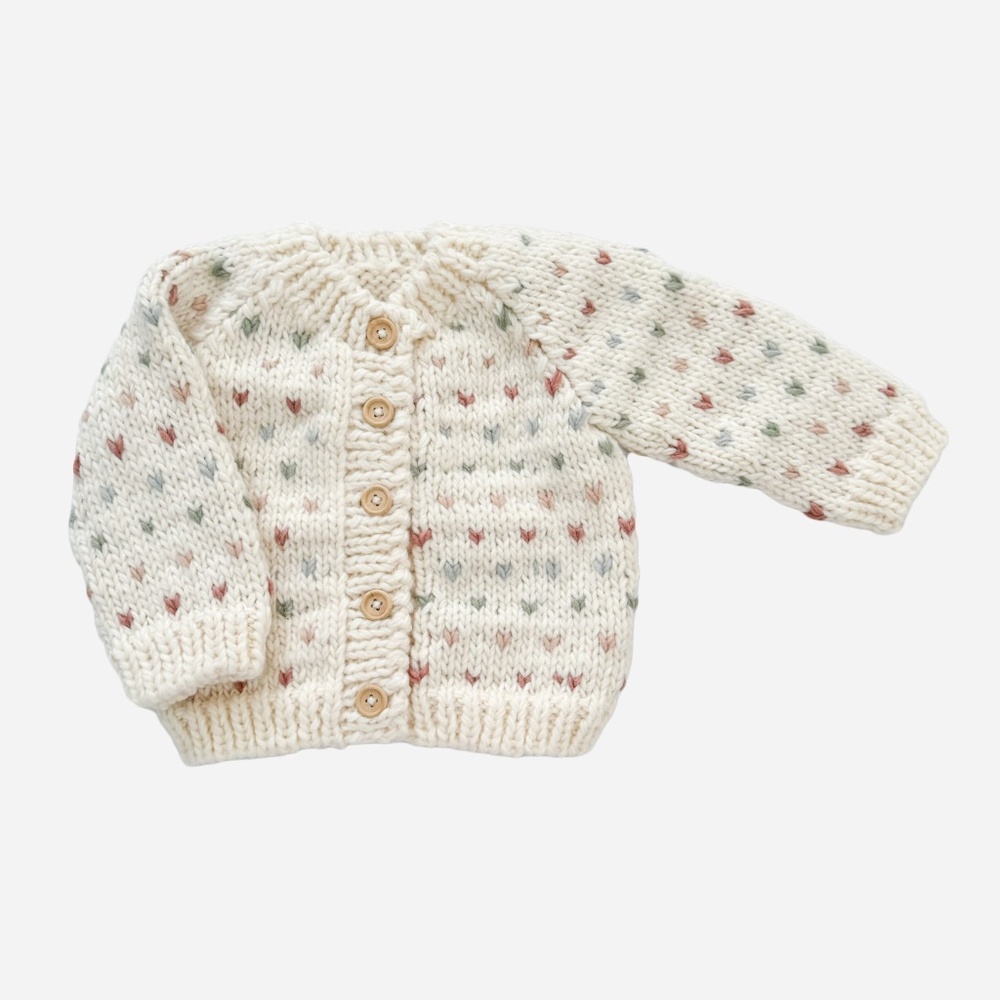 The Blueberry Hill Pastel Sawyer Heart Cardigan 2–3 Years NWT